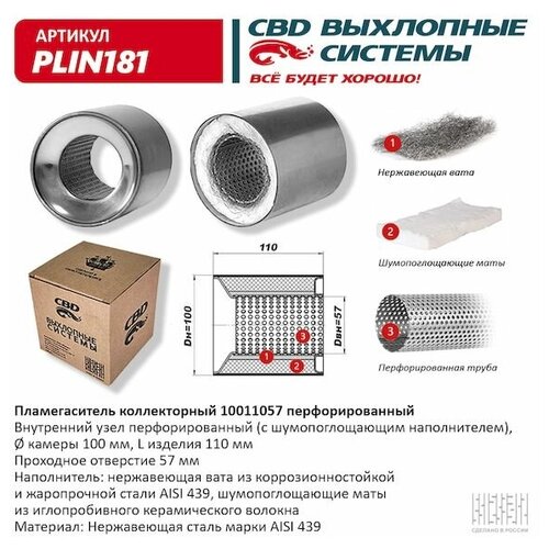 cbd plin159 пламегаситель коллекторный перфорированный внутренний узел нерж сталь 110 х 150 х 57 CBD PLIN181 Пламегаситель коллекторный перфорированный внутренний узел нерж. сталь 100 х 110 х 57