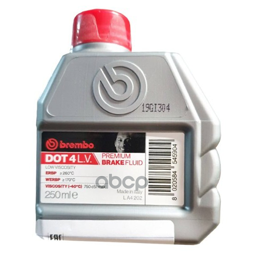 Жидкость Тормозная Dot 4 Lv (Пласт. Банка) (0,25l) (24) Brembo арт. LA4202