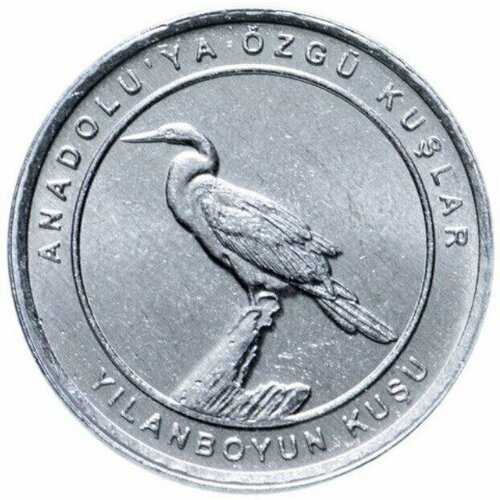 Монета 1 куруш Индийская змеешейка. Анталийские птицы. Турция, 2020 г. в. Монета UNC памятная монета 1 куруш степная пустельга анталийские птицы турция 2020 г в монета unc