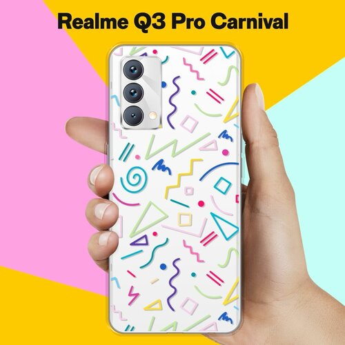 Силиконовый чехол на realme Q3 Pro Carnival Edition Узоры из палочек / для Реалми Ку 3 Про Карнивал силиконовый чехол на realme q3 pro carnival edition ромашки для реалми ку 3 про карнивал