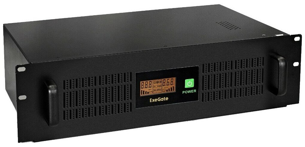 ИБП ExeGate ServerRM UNL-3000.LCD.AVR.2SH.3C13.USB.3U (3000VA/1800W, Color LCD, AVR, 2*Schuko+3*C13, USB, 3U, установка в стойку, Black)
