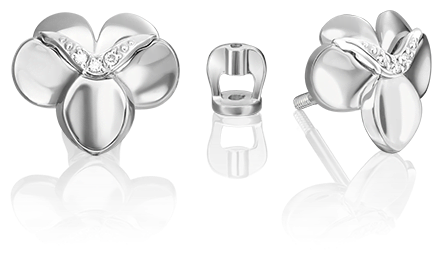 Серьги PLATINA, белое золото, 585 проба, бриллиант