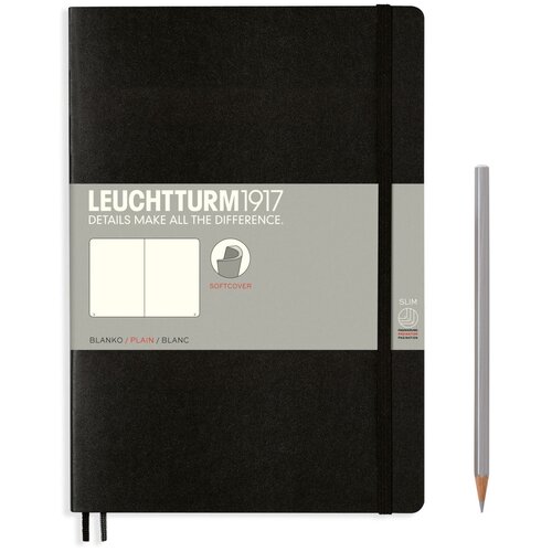 Записная книжка нелинованная Leuchtturm Composition В5 123 стр, мягкая обложка черная набор стикеров для заметок graffity в обложке