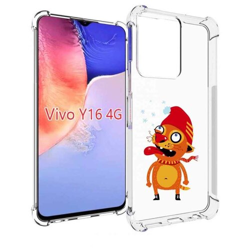 Чехол MyPads Зимний кот для Vivo Y16 4G/ Vivo Y02S задняя-панель-накладка-бампер чехол mypads кот в шлеме для vivo y16 4g vivo y02s задняя панель накладка бампер