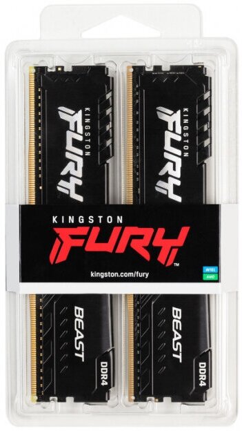 Оперативная память Kingston FURY Beast 32 ГБ (16 ГБ x 2 шт.) DDR4 3600 МГц DIMM CL18 KF436C18BBK2/32