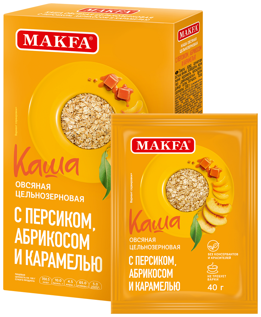 Макфа Каша овсяная цельнозерновая, порционная, 200 г