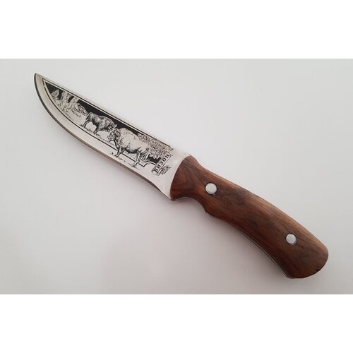 Нож туристический Бизон (нерж. сталь 65Х13, ножны, деревянная рукоять, лазерная гравировка)