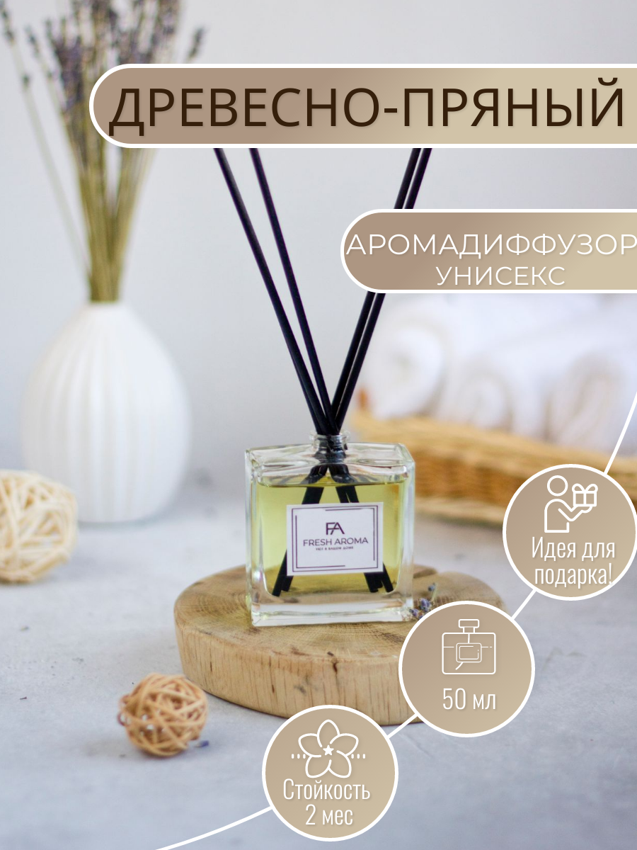 Ароматический диффузор с палочками Fresh Aroma Древесно-пряный 50 мл