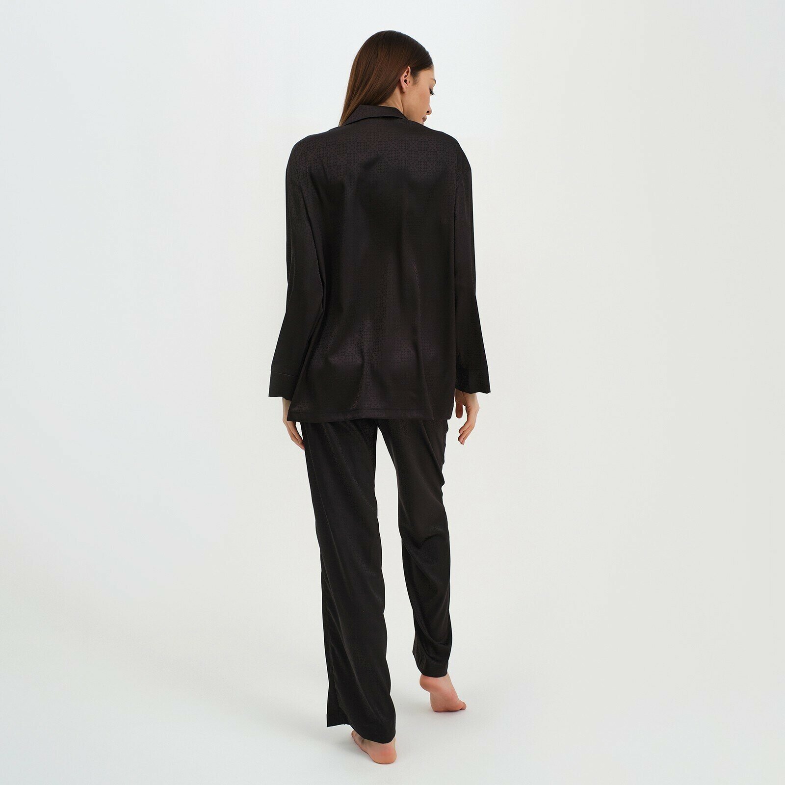 Пижама Kaftan, рубашка, брюки, длинный рукав, размер 48, черный - фотография № 5