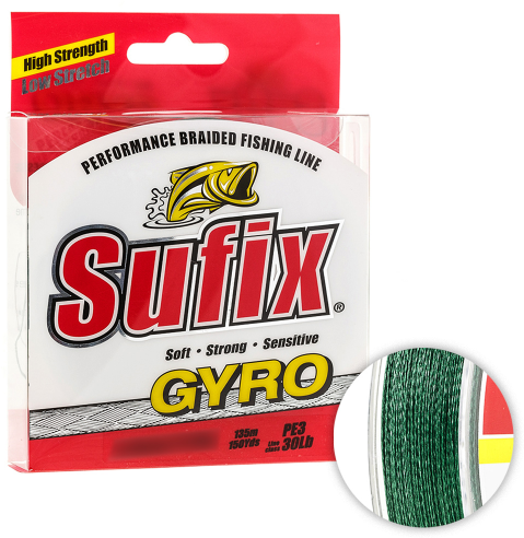 Плетёный шнур Sufix Gyro Braid 135м. 0.21мм. DEEP GREEN