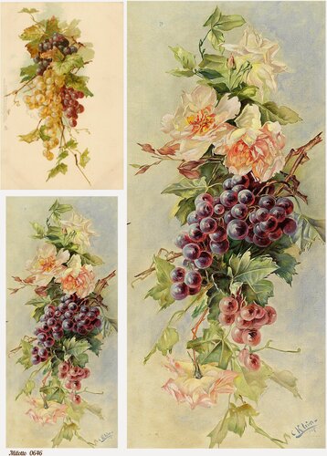 Изображение товара Декупажная карта А4 рисовая бумага тонкая виноград цветы