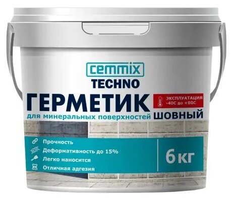Герметик универсальный Cemmix Акриловый, белый, 6 кг - фотография № 1