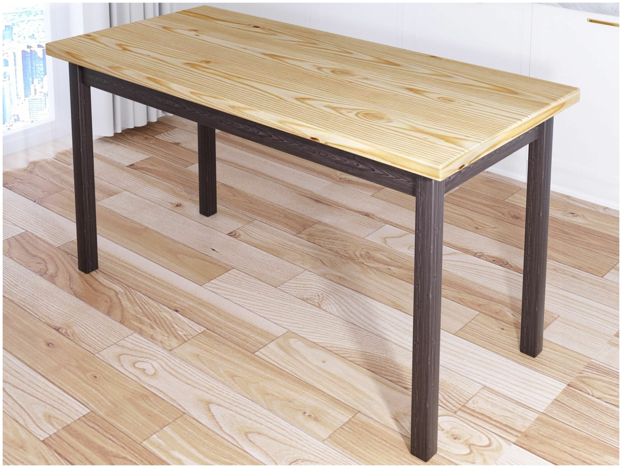 Стол кухонный Классика из массива сосны, лакированная столешница 40 мм и ножки цвета венге, 120х70х75 см