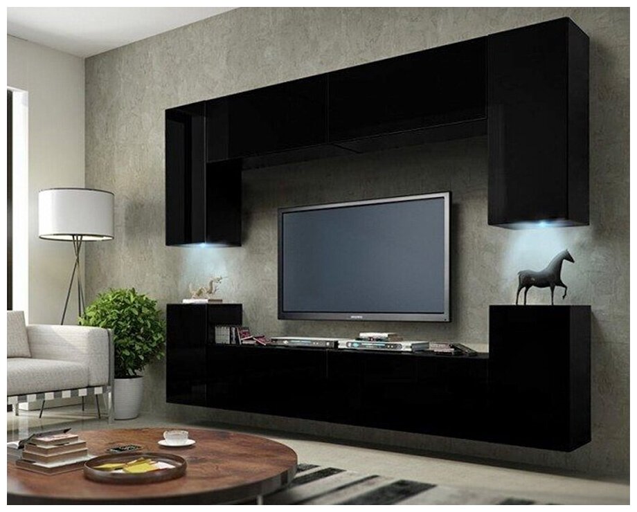 фото Гостиная 9 МДФ (черная) / Черный 0190