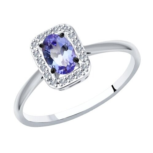 фото Кольцо diamant online, белое золото, 585 проба, бриллиант, танзанит, размер 17, бесцветный