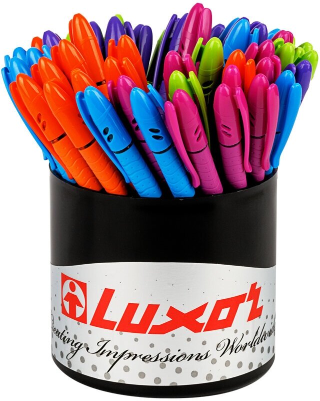 Ручка шариковая 50 шт Luxor "Spark II" синяя, 0,7мм, грип, корпус ассорти, 1 упаковка