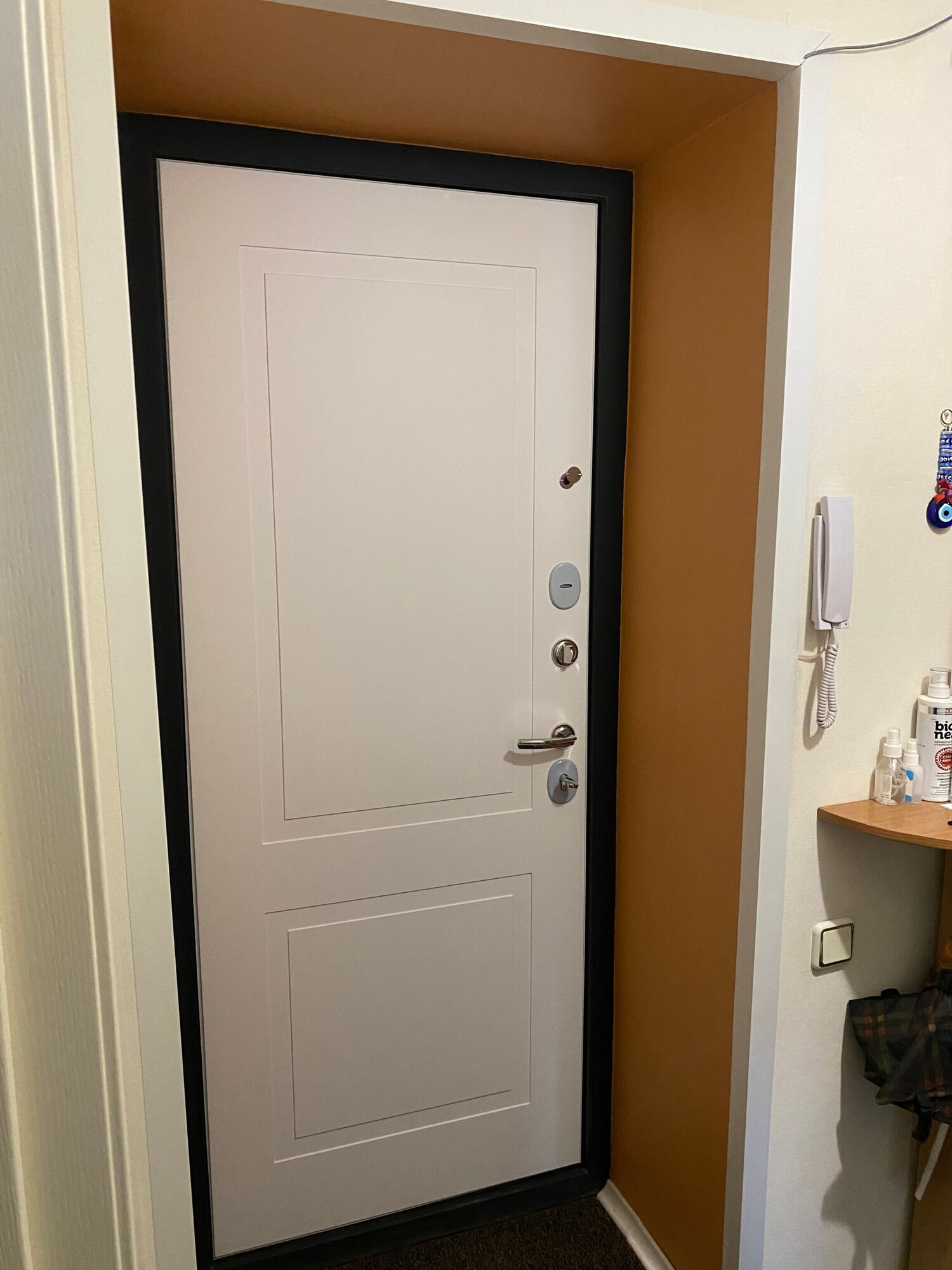 Входная дверь металлическая в квартиру PAZL с внутренней панелью 11, цвет белый софт, размер по коробке 960х2050, правая - фотография № 7