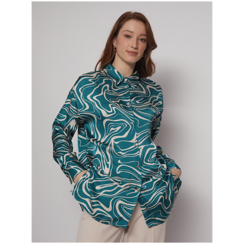 Блузка длинный рукав Zolla цвет: мятный, размер: M