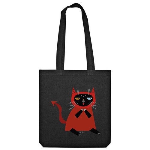 Сумка шоппер Us Basic, черный сумка дьявольский кот ярко синий