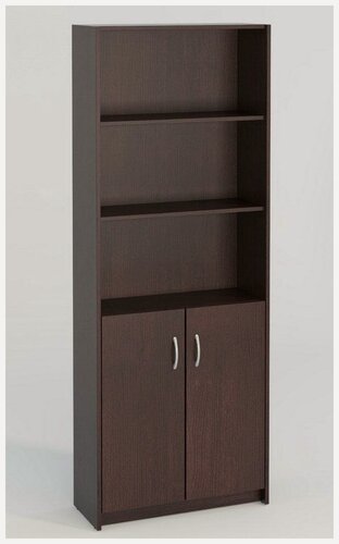 Изображение товара Стеллаж широкий 5 полок 69,3х32,6 см, 2 дверцы МагМебель Милана-9 венге