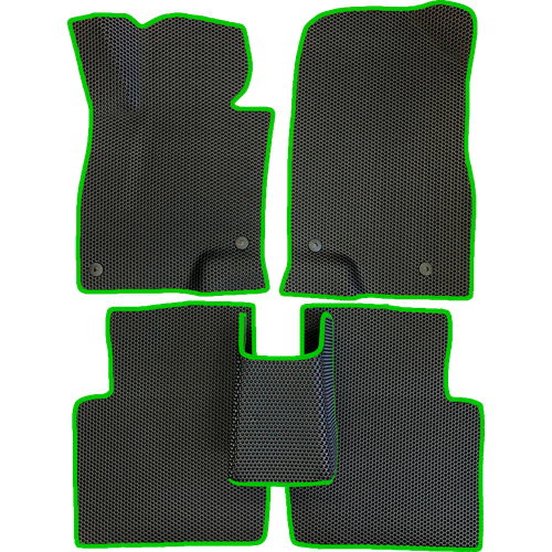 ЕВА коврики для Mazda 6 III (GJ) 2012-2023 / Мазда 6 Джи Джей / Черные соты / Зеленый кант / Комплект 5 шт.