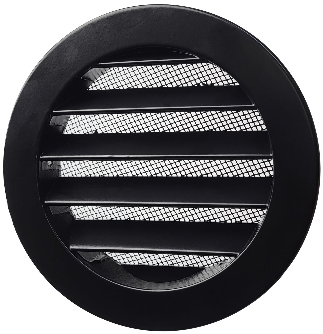 Решетка вентиляционная круглая D100 мм RAL9005 черный янтарь матовый - фотография № 1