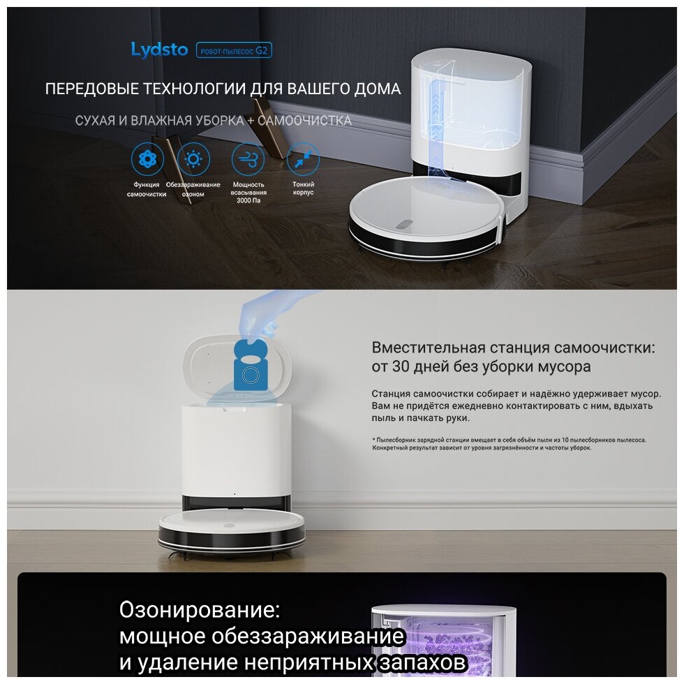 Робот-пылесос Lydsto G2 Inertial Navigation Sweep and Mop Robot EU белый