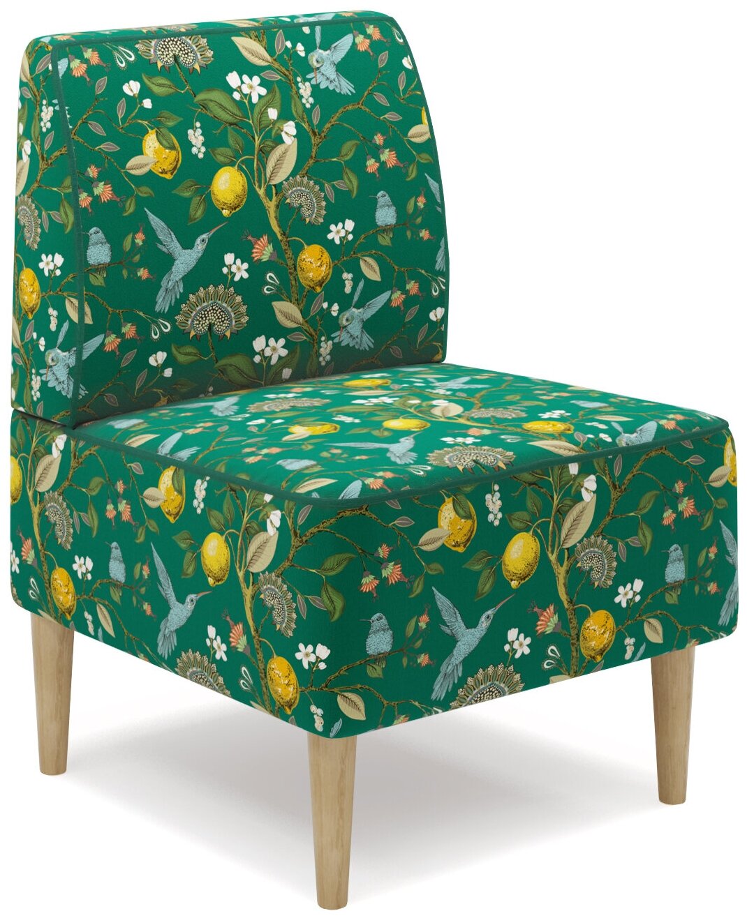 Кресло одос принт Лимон зеленый, микровелюр, 58х82х61 (ШхВхГ) - фотография № 3