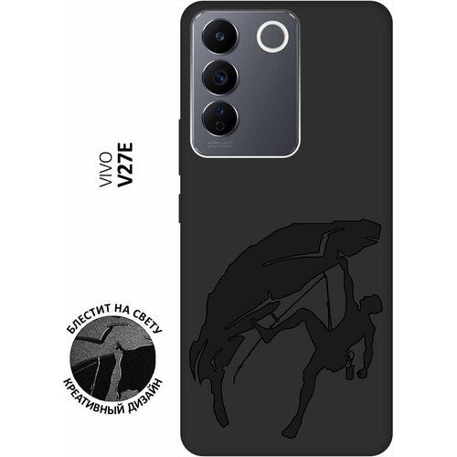 Матовый чехол Climbing для Vivo V27e / Виво В27е с 3D эффектом черный матовый чехол ac dc stickers для vivo v27e виво в27е с 3d эффектом черный