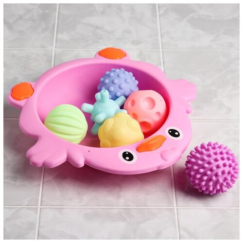 фото Набор развивающих тактильных мячиков «цыпленок с шариками», цвет микс крошка я