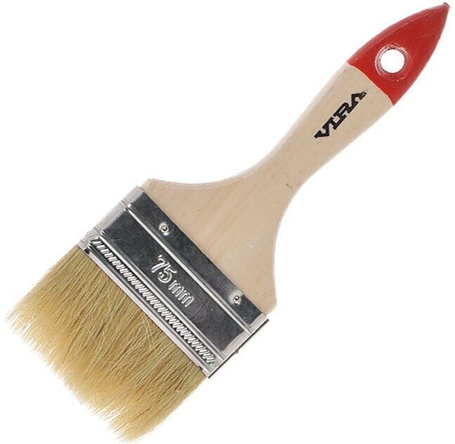 фото Кисть плоская из натуральной щетины, 75 мм