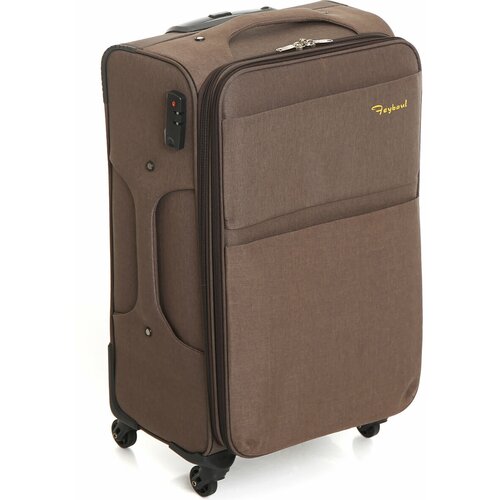 фото Чемодан тканевый на 4-х колесах feybaul, коричневый. размера m