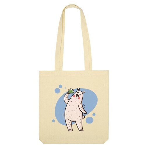 Сумка шоппер Us Basic, бежевый сумка милый кот с веером жара уходи лето бежевый