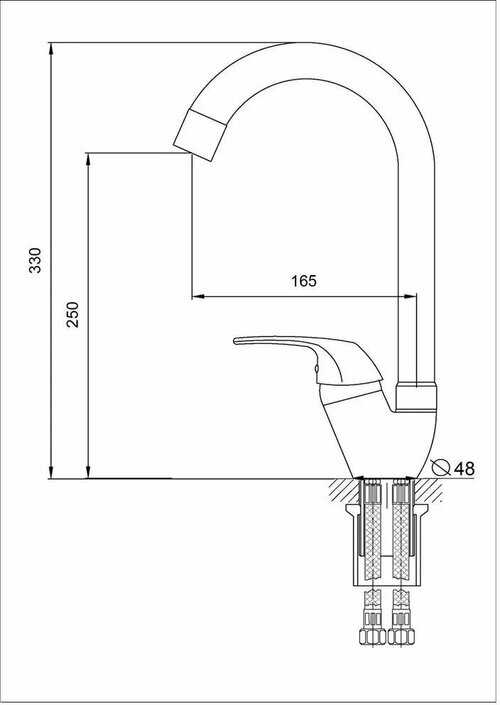 Смеситель для кухни латунь камень чёрный однорычажный Rusant RK330851-0-17