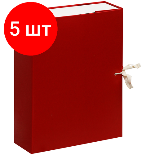 Комплект 5 шт, Короб архивный с завязками OfficeSpace разборный, БВ, 80мм, красный, клапан МГК короб архивный с завязками officespace разборный бв 80мм красный клапан мгк 284720