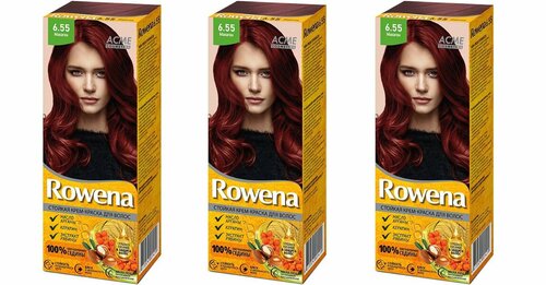 Стойкая крем-краска для волос Rowena, тон 6.55 махагон, 115 мл, 3 шт.