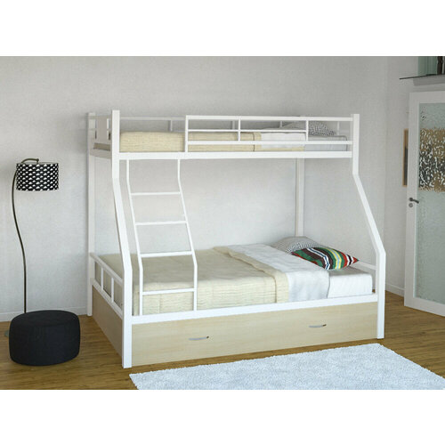 Металлическая двухъярусная кровать Гранада 1Я 90120 на 190 цвет Белыйдуб мол 21800₽