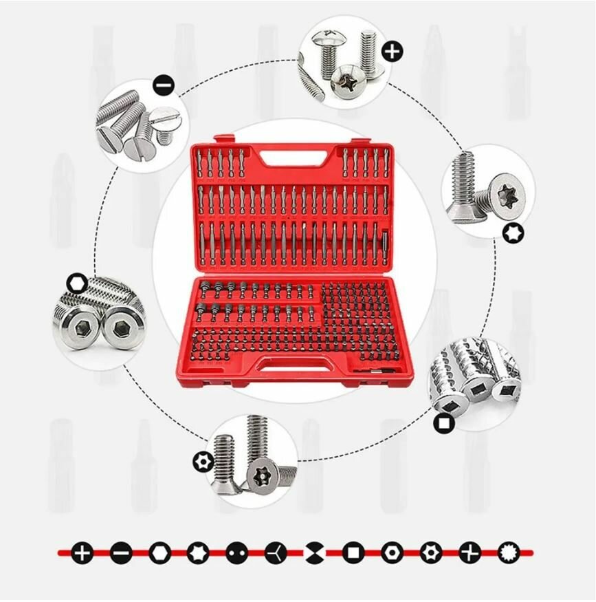 Набор бит в кейсе 208шт — фото 1