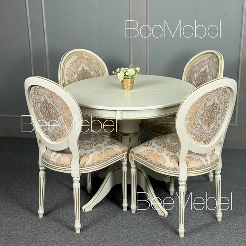 Обеденная группа стол 80см и 4 стула стол круглый стулья с круглой спинкой медальон 65000₽