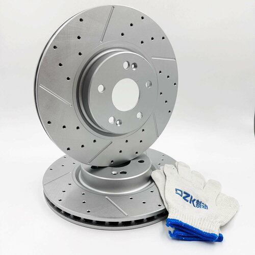 Комплект тормозных дисков передних перфорированных вентилируемых слотированных 2 шт левый и правый DZK DZK21672 для моделей Chery Jaecoo J7 16950₽