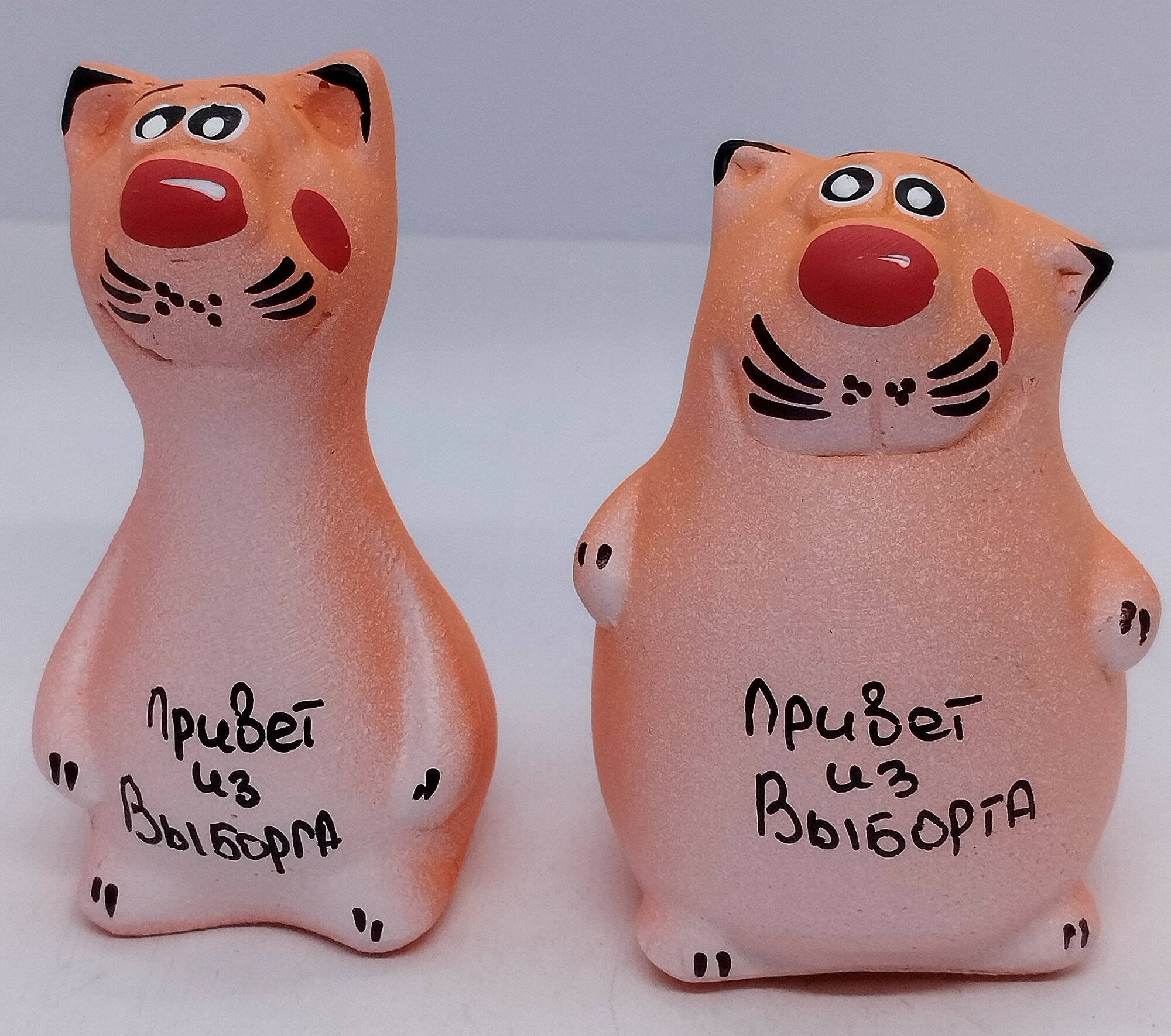 Набор из двух глиняных котиков "Привет из Выборга", рыжий+рыжий.