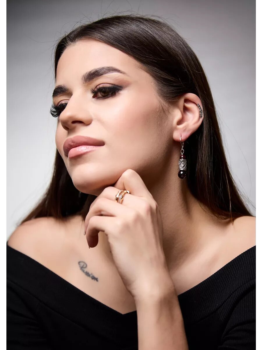 Серьги Вербица, размер 45 мм, серебряный — фото 1