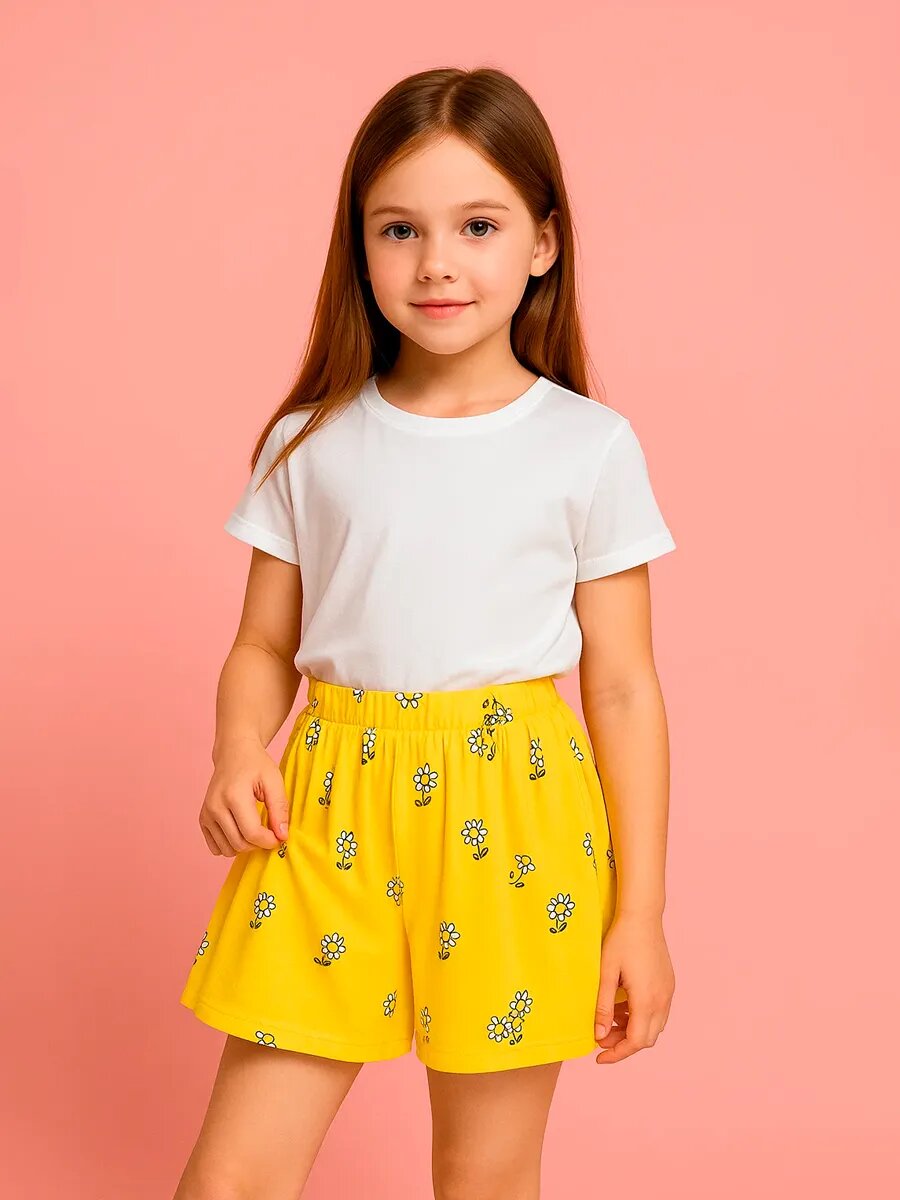 Юбка-шорты Kari Kids Весна-лето 2025 размер 6-7 желтый