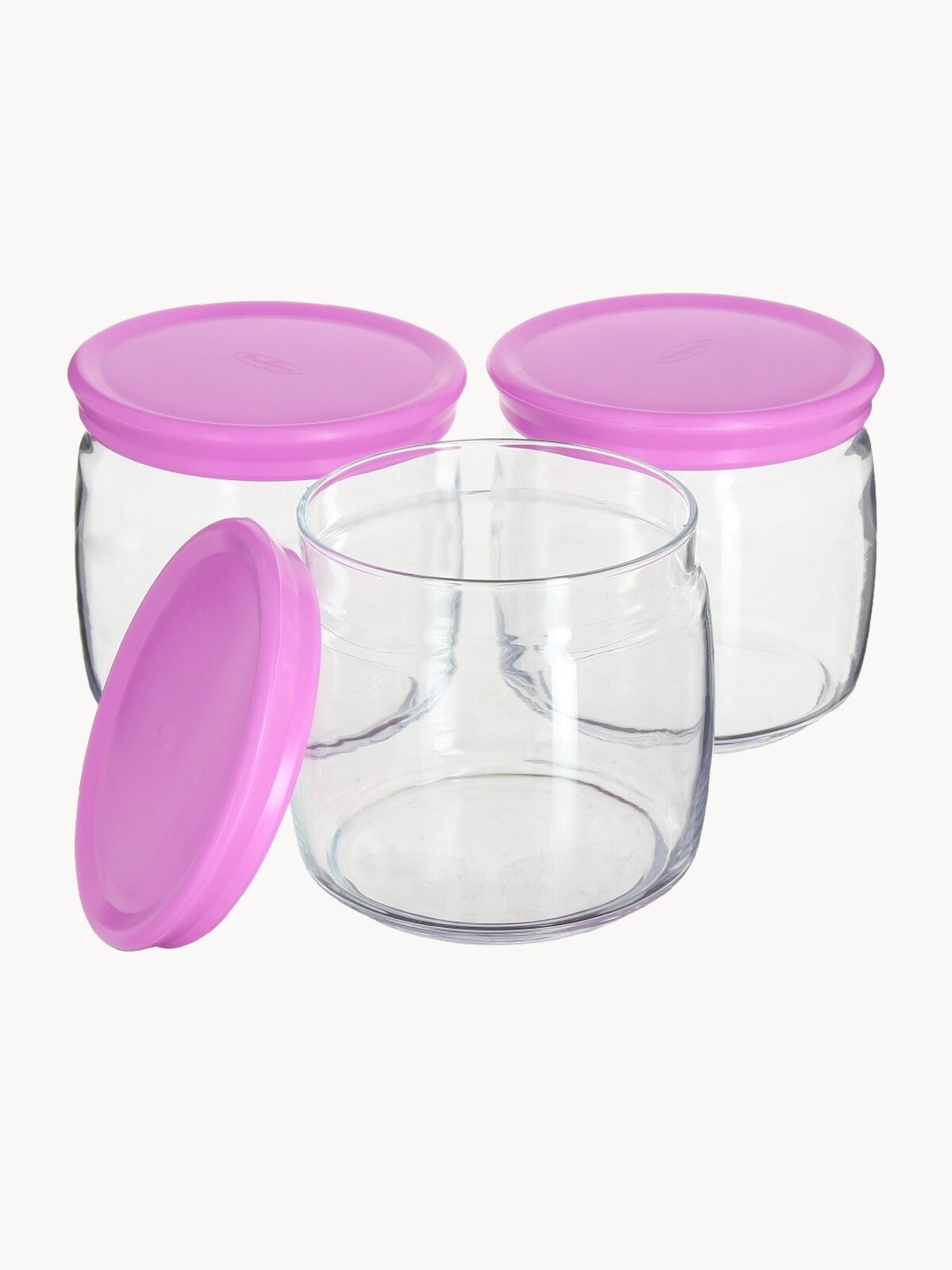 Набор банок Pasabahce Cesni, стекло, пластик, с крышками, 3 банки по 500 мл