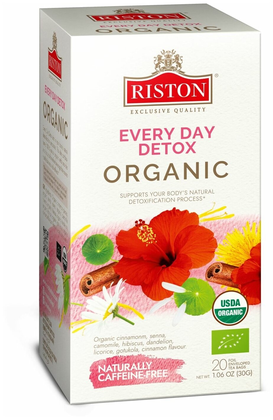 Чай травяной органический в пакетиках Riston Ежедневный Детокс, 20 шт, 30 г