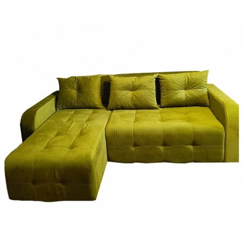 Диван угловой Вегас Люкс с правым углом (ппу, велюр cabrio, зеленый, оливковый)