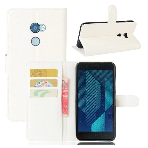 фото Фирменный чехол-книжка из качественной импортной кожи с мульти-подставкой застёжкой и визитницей для htc bolt/htc desire 10/ desire 10 lifestylle белый mypads