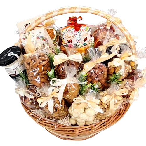 Подарочная корзина в молочном цвете (ОРХ5) набор конфет ассорти кремлина фрукты и орехи в глазури 500 г