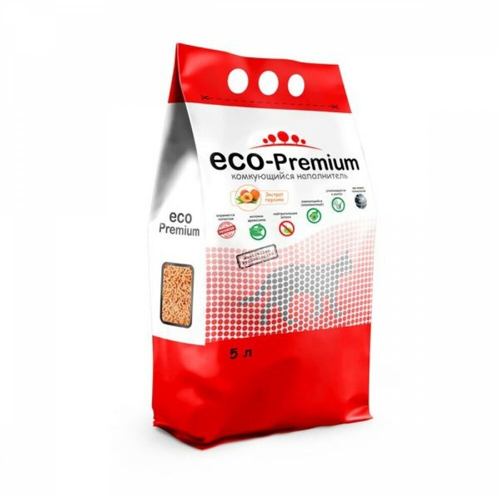 Наполнитель ECO Premium Персик комкующийся древесный 1.9кг/5л - фотография № 2
