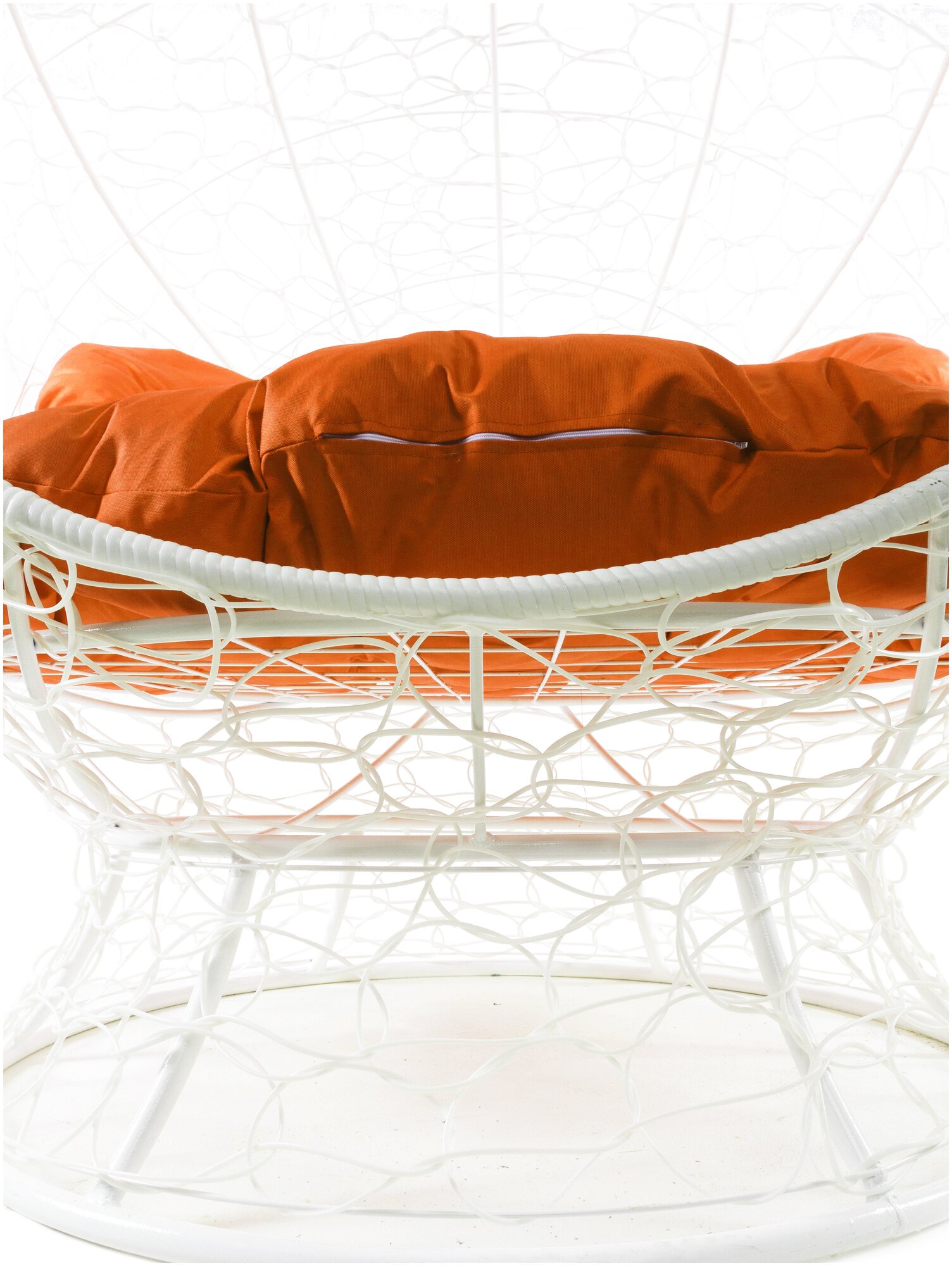 Кресло белое M-Group Апельсин ротанг, 11520107 оранжевая подушка - фотография № 7